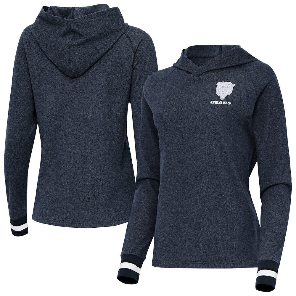Chicago Bears Antigua Women's Trek Raglan Pullover Hoodie - Heather Navy outlet