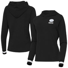Green Bay Packers Antigua Women's Trek Raglan Pullover Hoodie - Black on sale
