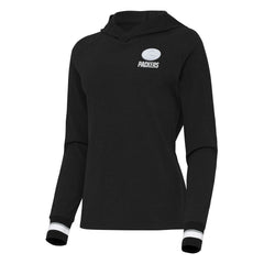Green Bay Packers Antigua Women's Trek Raglan Pullover Hoodie - Black on sale