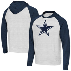 Dallas Cowboys Antigua Urgent Raglan Pullover Hoodie - Heather Gray/Heather Navy online