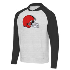 Cleveland Browns Antigua Urgent Raglan Pullover Hoodie - Heather Gray/Black outlet