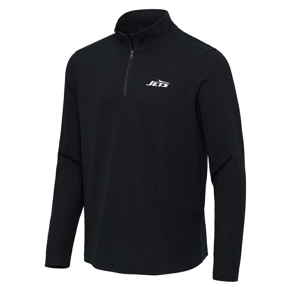 New York Jets Antigua Sync Tri-Blend Quarter-Zip Pullover - Heather Black outlet