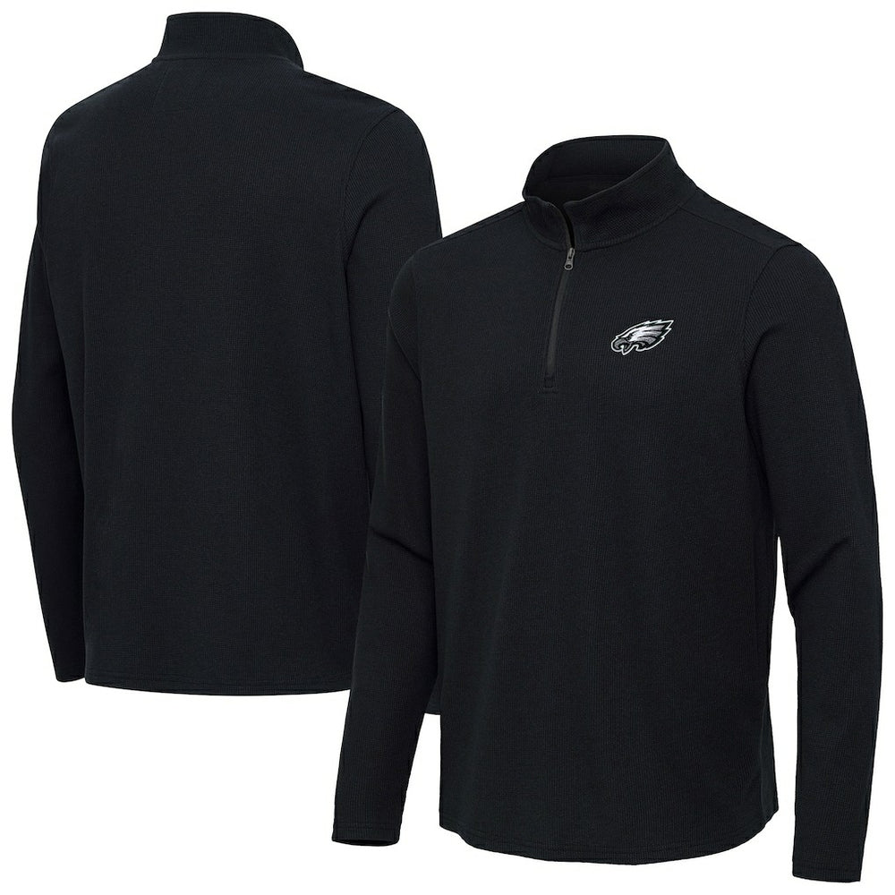 Philadelphia Eagles Antigua Sync Tri-Blend Quarter-Zip Pullover - Heather Black cheap