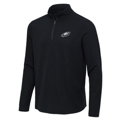 Philadelphia Eagles Antigua Sync Tri-Blend Quarter-Zip Pullover - Heather Black cheap
