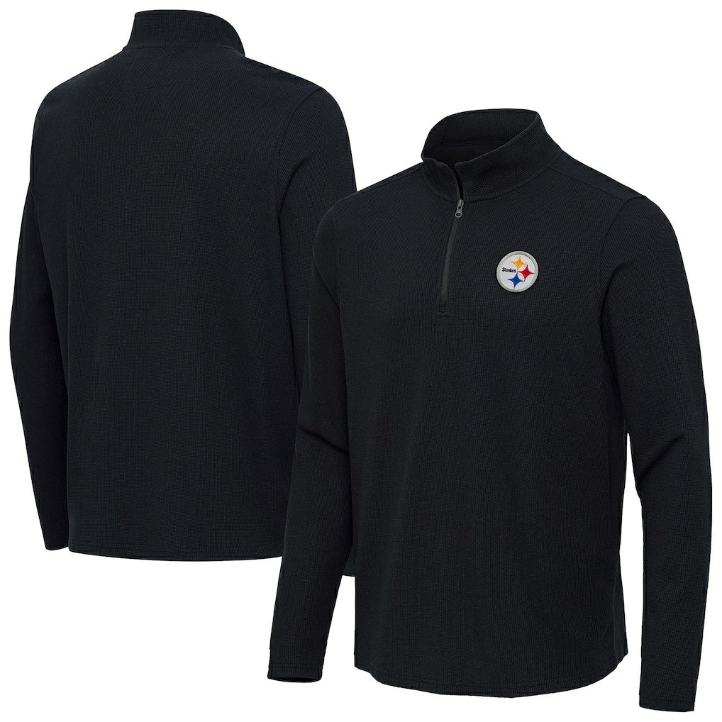 Pittsburgh Steelers Antigua Sync Tri-Blend Quarter-Zip Pullover - Heather Black sale