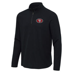 San Francisco 49ers Antigua Sync Tri-Blend Quarter-Zip Pullover - Heather Black cheap