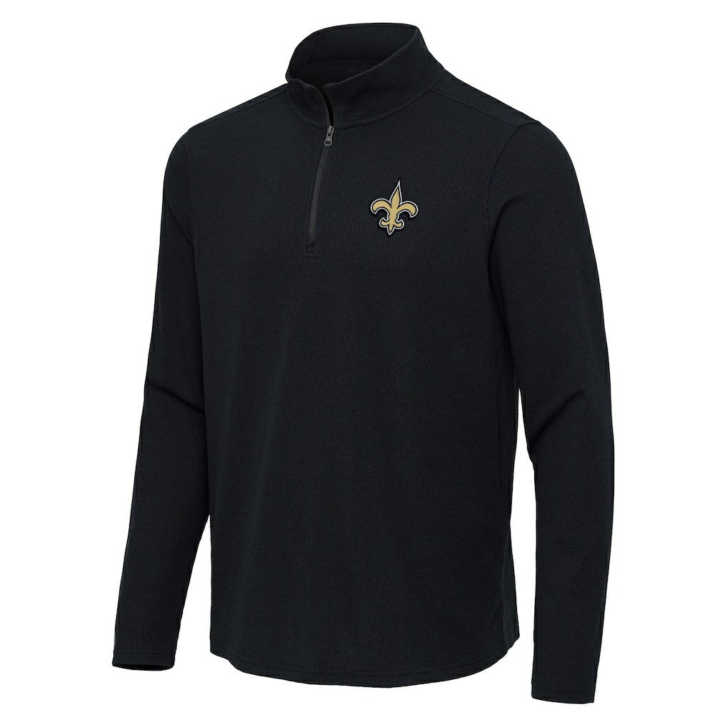 New Orleans Saints Antigua Sync Tri-Blend Quarter-Zip Pullover - Heather Black online