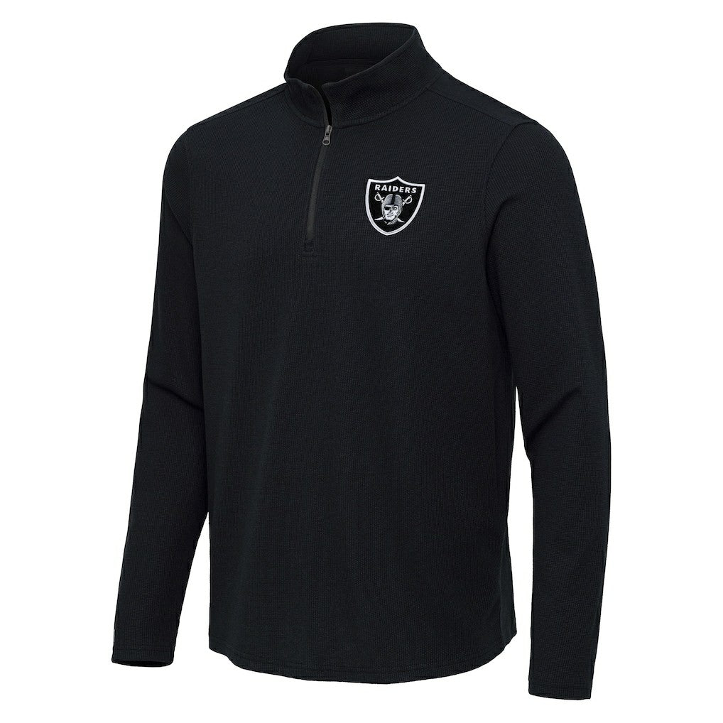 Las Vegas Raiders Antigua Sync Tri-Blend Quarter-Zip Pullover - Heather Black discount