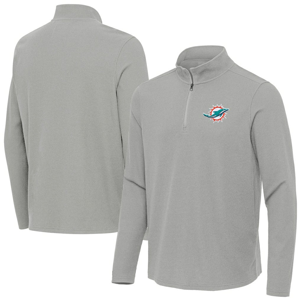 Miami Dolphins Antigua Sync Tri-Blend Quarter-Zip Pullover - Heather Gray online