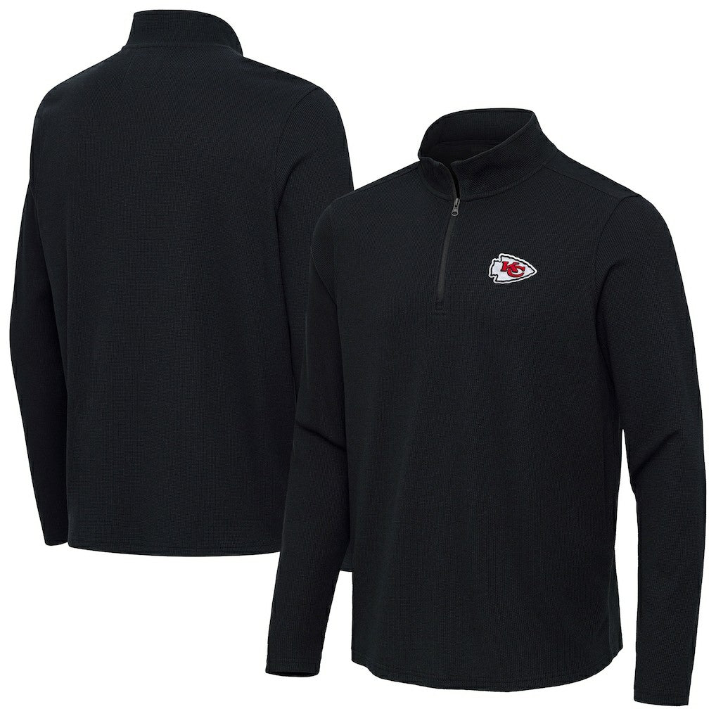 Kansas City Chiefs Antigua Sync Tri-Blend Quarter-Zip Pullover - Heather Black on sale