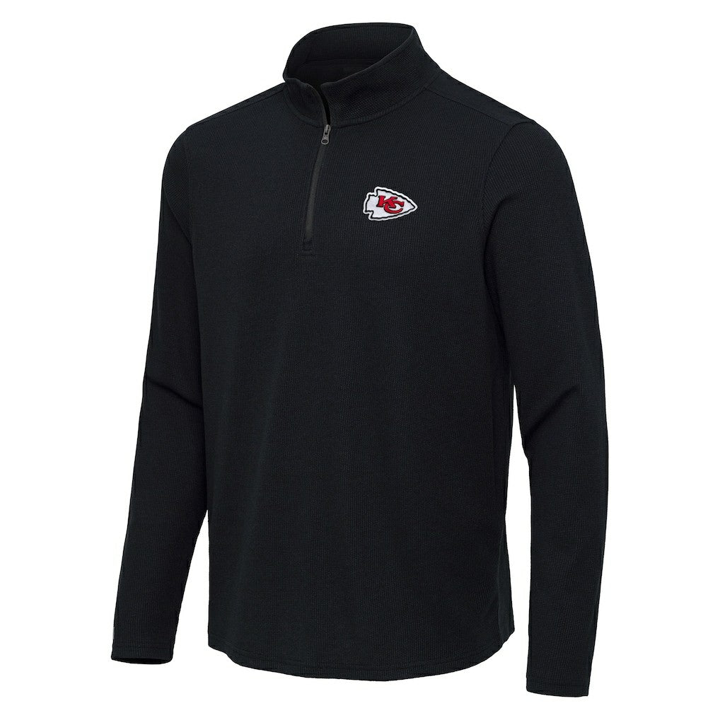 Kansas City Chiefs Antigua Sync Tri-Blend Quarter-Zip Pullover - Heather Black on sale