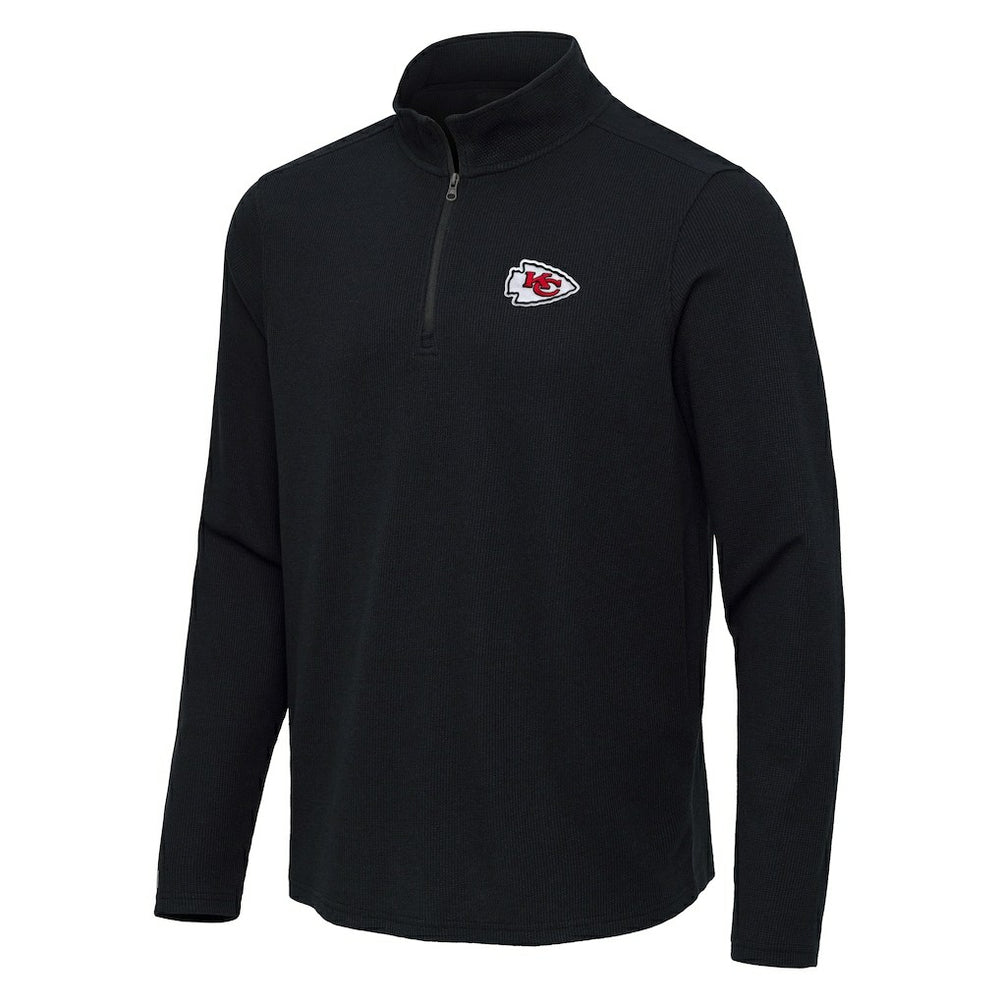Kansas City Chiefs Antigua Sync Tri-Blend Quarter-Zip Pullover - Heather Black on sale