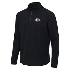 Kansas City Chiefs Antigua Sync Tri-Blend Quarter-Zip Pullover - Heather Black on sale