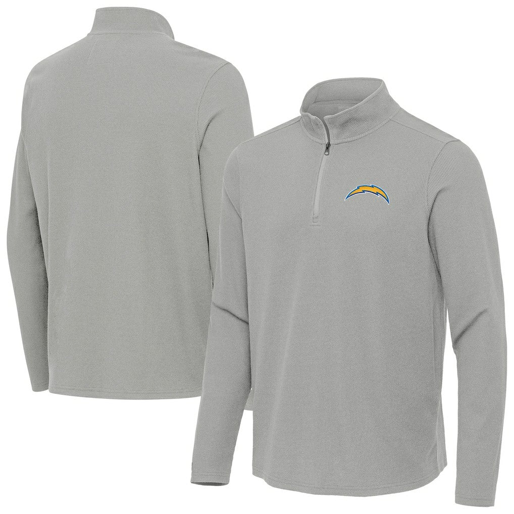 Los Angeles Chargers Antigua Sync Tri-Blend Quarter-Zip Pullover - Heather Gray on sale
