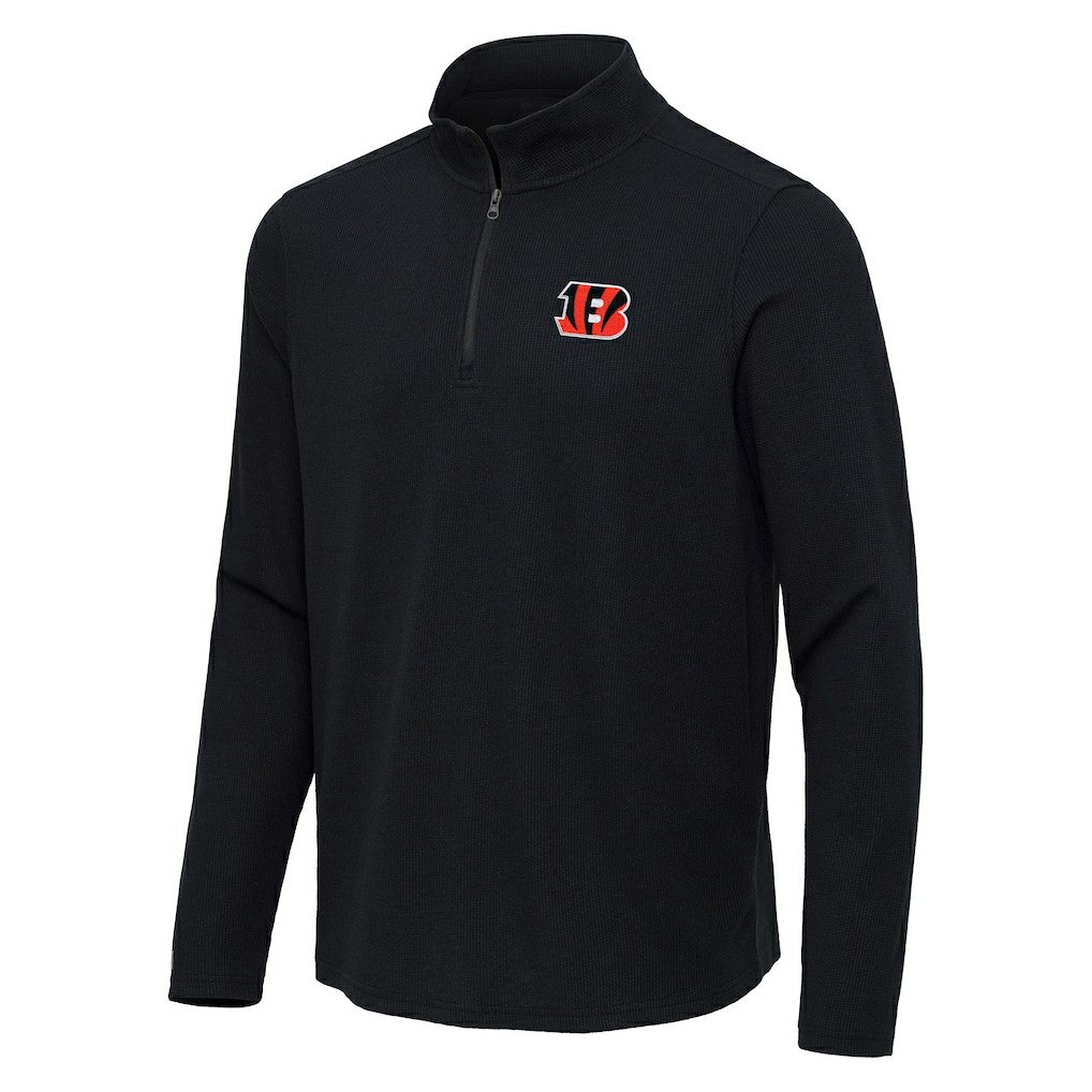 Cincinnati Bengals Antigua Sync Tri-Blend Quarter-Zip Pullover - Heather Black on sale