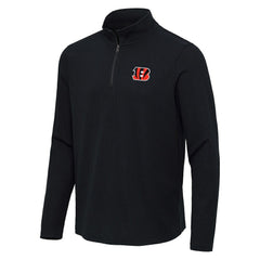 Cincinnati Bengals Antigua Sync Tri-Blend Quarter-Zip Pullover - Heather Black on sale