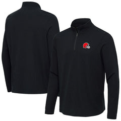 Cleveland Browns Antigua Sync Tri-Blend Quarter-Zip Pullover - Heather Black sale