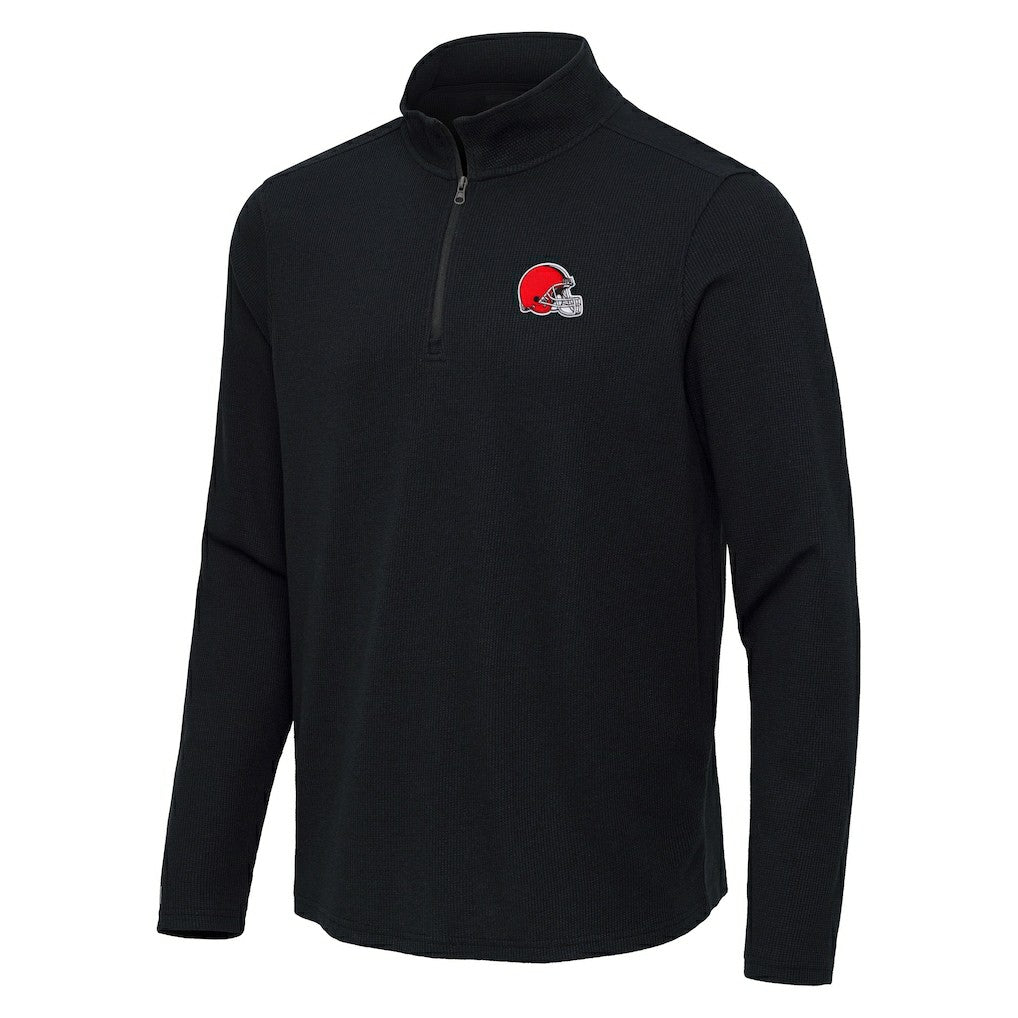 Cleveland Browns Antigua Sync Tri-Blend Quarter-Zip Pullover - Heather Black sale