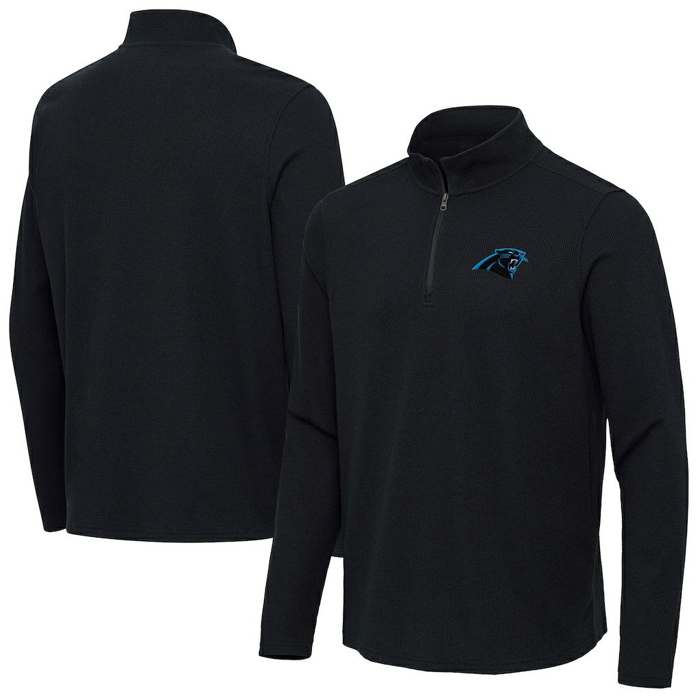 Carolina Panthers Antigua Sync Tri-Blend Quarter-Zip Pullover - Heather Black discount