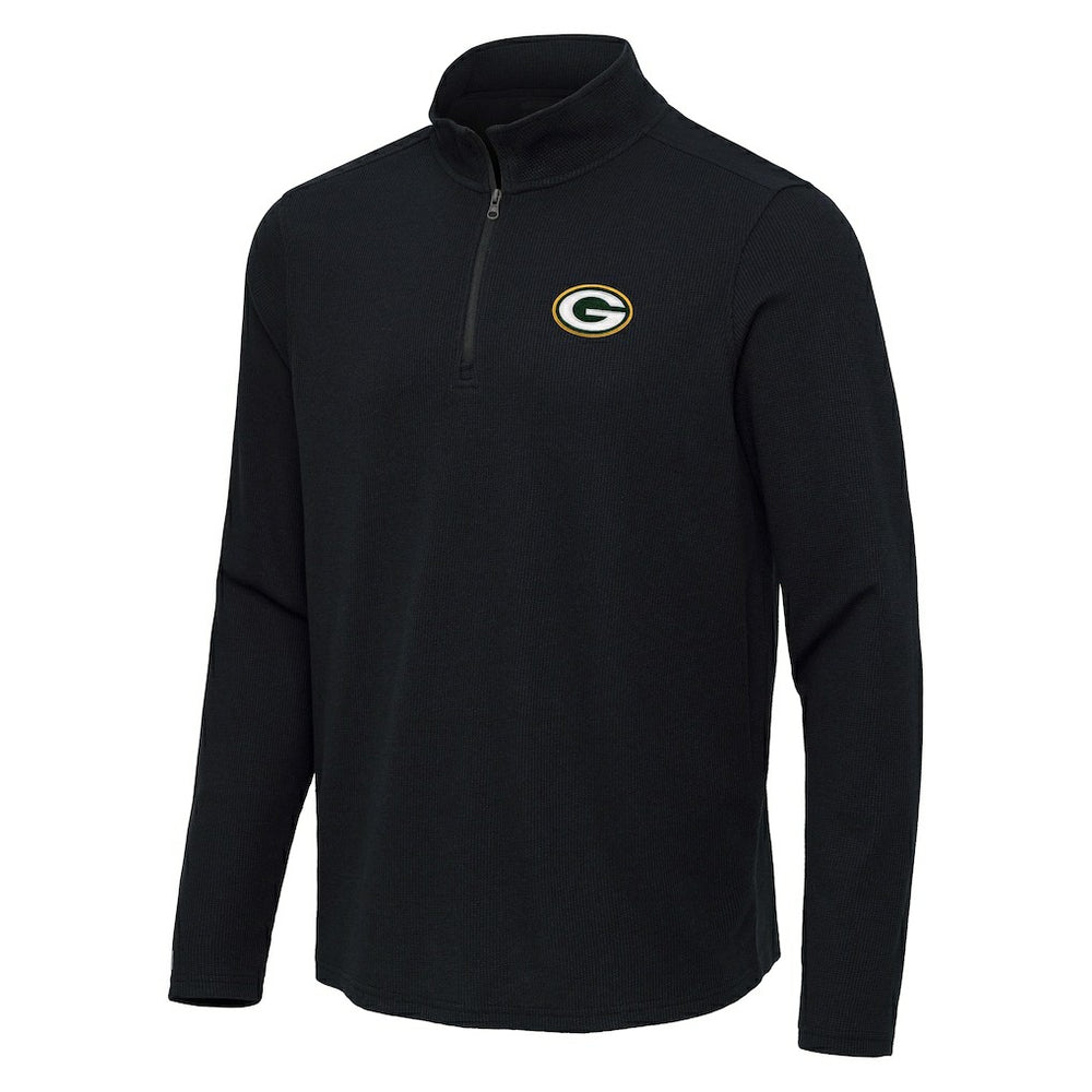 Green Bay Packers Antigua Sync Tri-Blend Quarter-Zip Pullover - Heather Black online