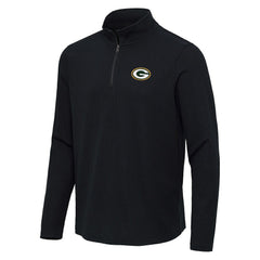 Green Bay Packers Antigua Sync Tri-Blend Quarter-Zip Pullover - Heather Black online