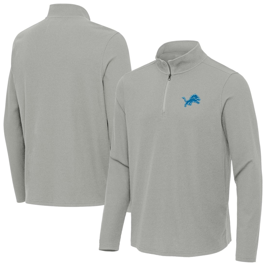 Detroit Lions Antigua Sync Tri-Blend Quarter-Zip Pullover - Heather Gray for sale