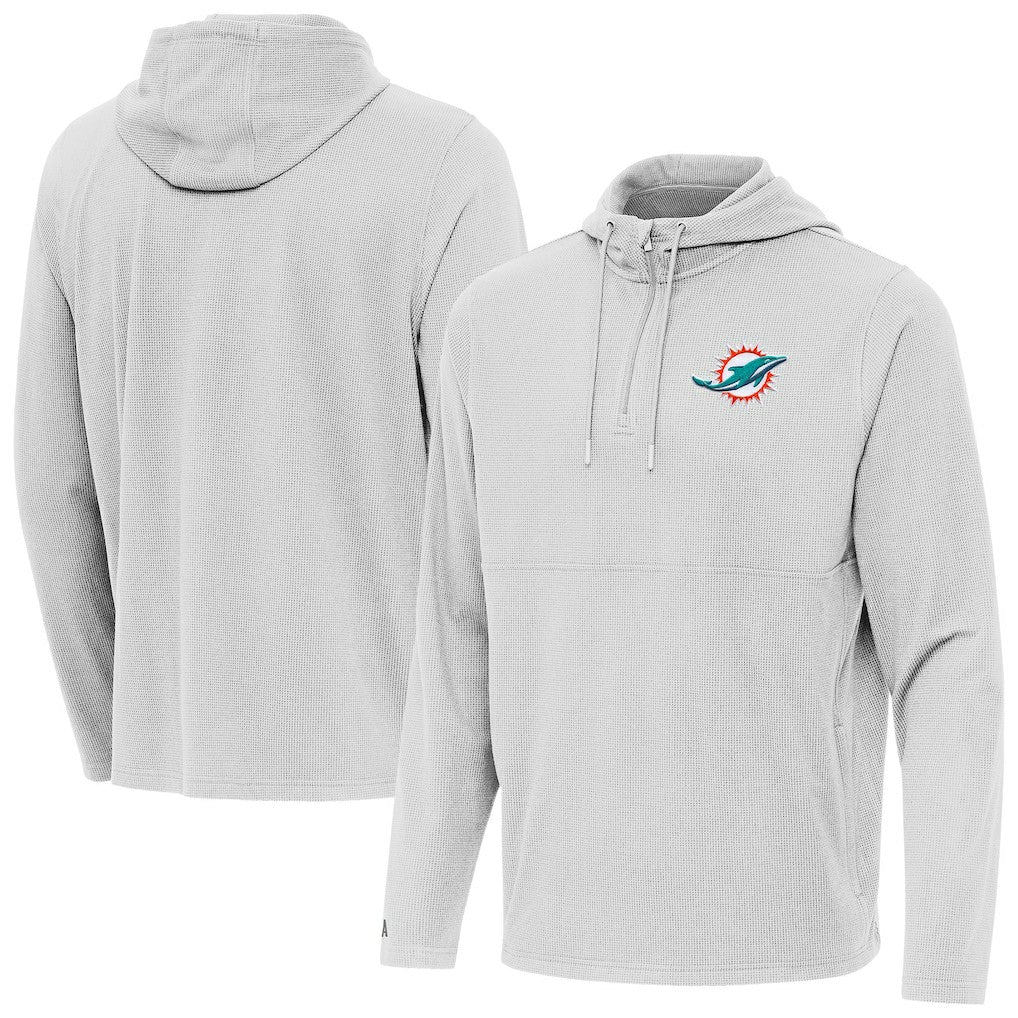 Miami Dolphins Antigua Connected Quarter-Zip Pullover Hoodie - Gray sale