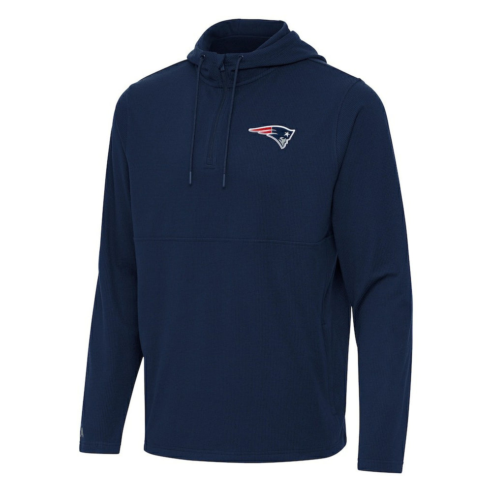 New England Patriots Antigua Connected Quarter-Zip Pullover Hoodie - Navy cheap