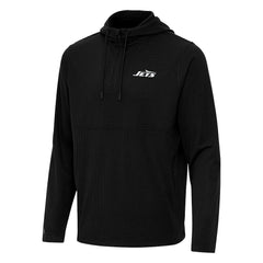 New York Jets Antigua Connected Quarter-Zip Pullover Hoodie - Black outlet