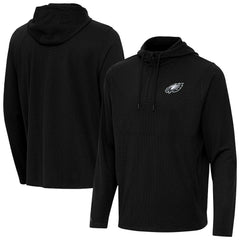 Philadelphia Eagles Antigua Connected Quarter-Zip Pullover Hoodie - Black on sale
