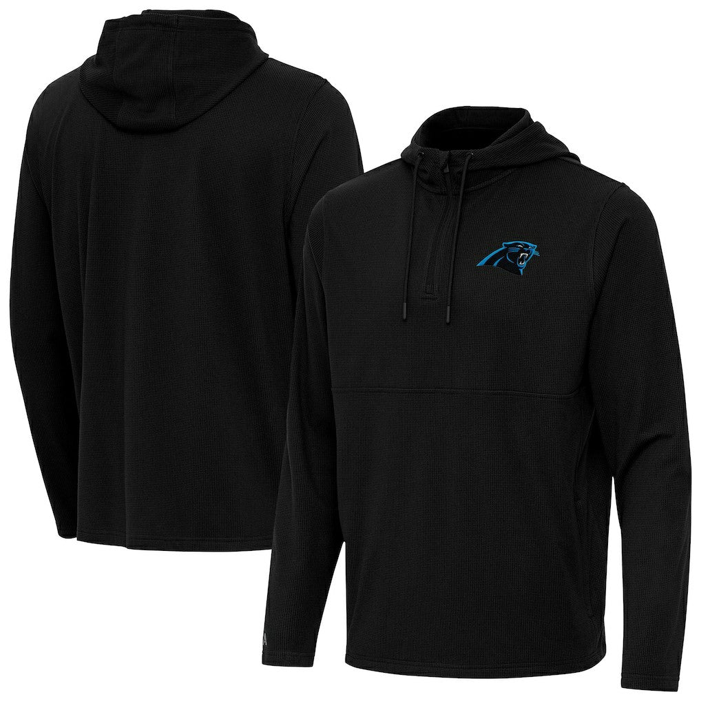 Carolina Panthers Antigua Connected Quarter-Zip Pullover Hoodie - Black discount