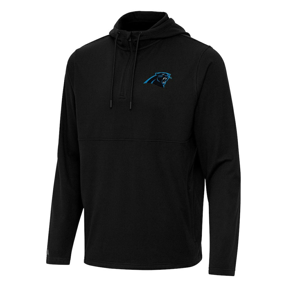 Carolina Panthers Antigua Connected Quarter-Zip Pullover Hoodie - Black discount