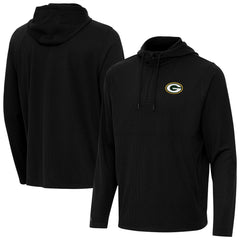 Green Bay Packers Antigua Connected Quarter-Zip Pullover Hoodie - Black for sale