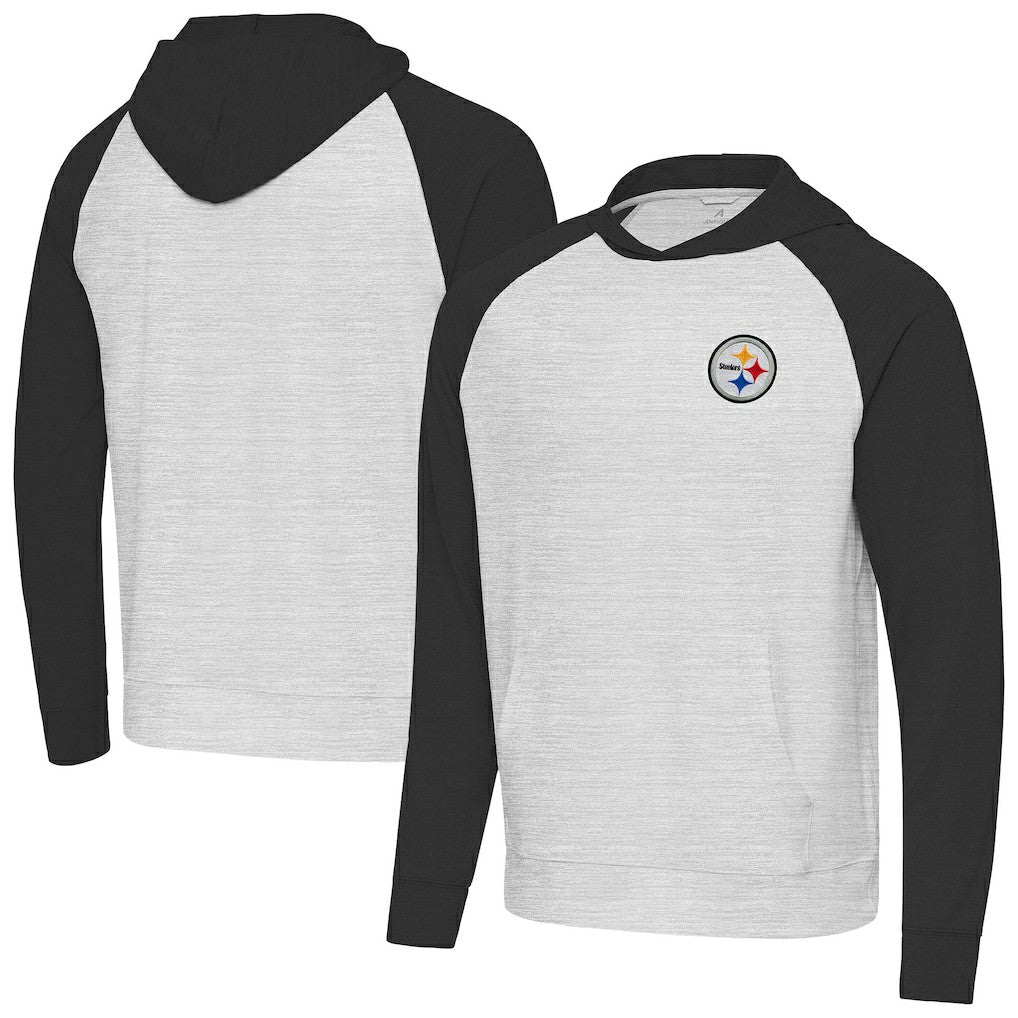 Pittsburgh Steelers Antigua Urgent Pullover Hoodie - Black/Heather Gray discount