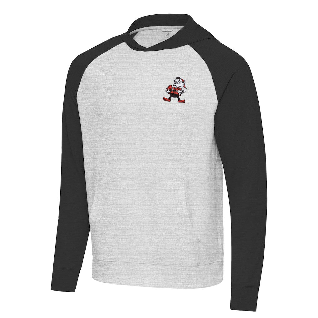Cleveland Browns Antigua Urgent Pullover Hoodie - Black/Heather Gray online