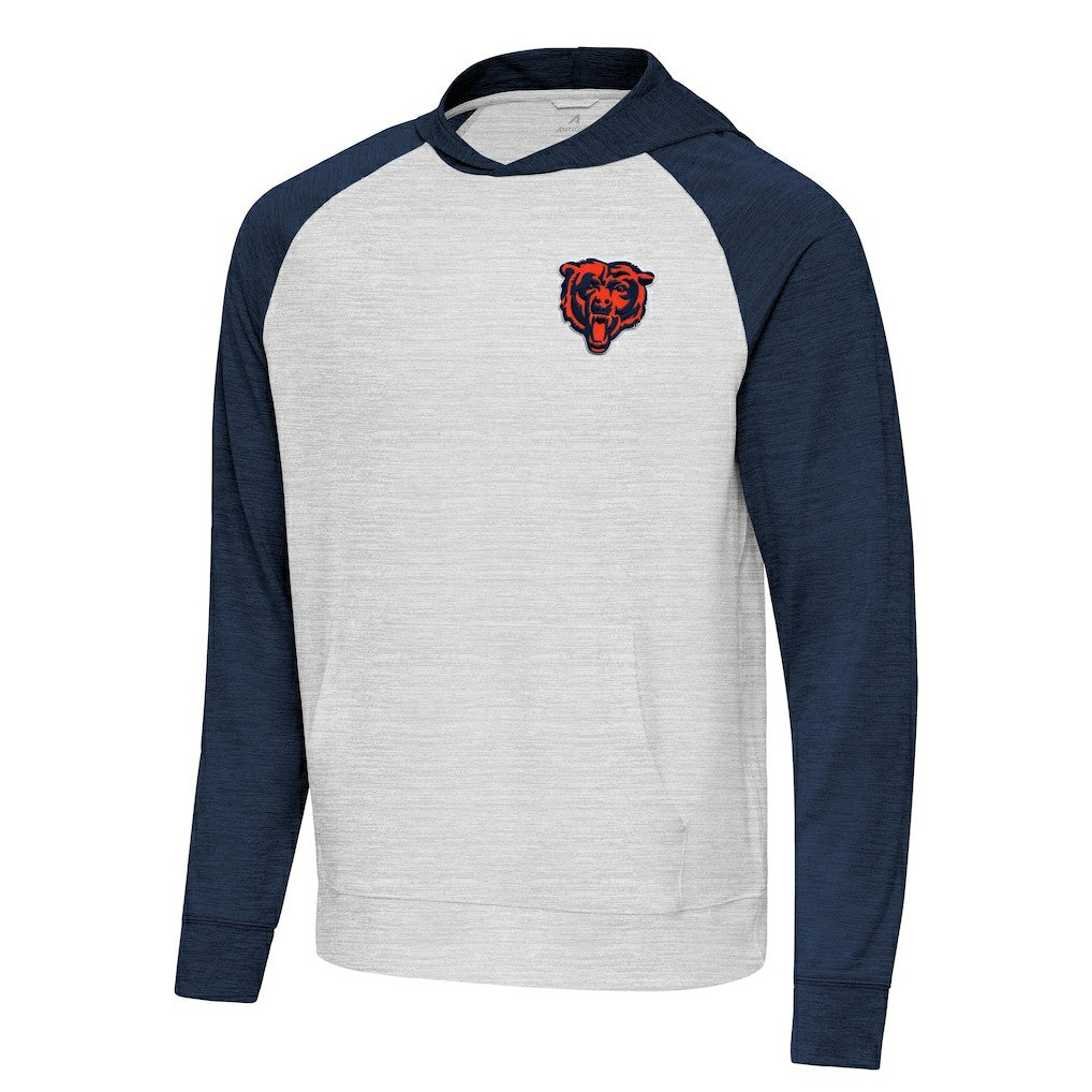 Chicago Bears Antigua Urgent Pullover Hoodie - Heather Navy/Gray outlet