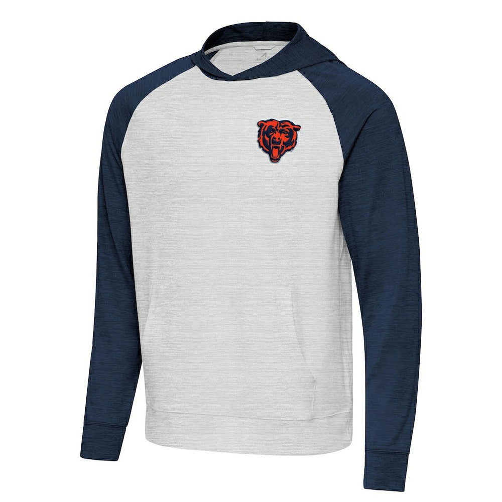 Chicago Bears Antigua Urgent Pullover Hoodie - Heather Navy/Gray outlet