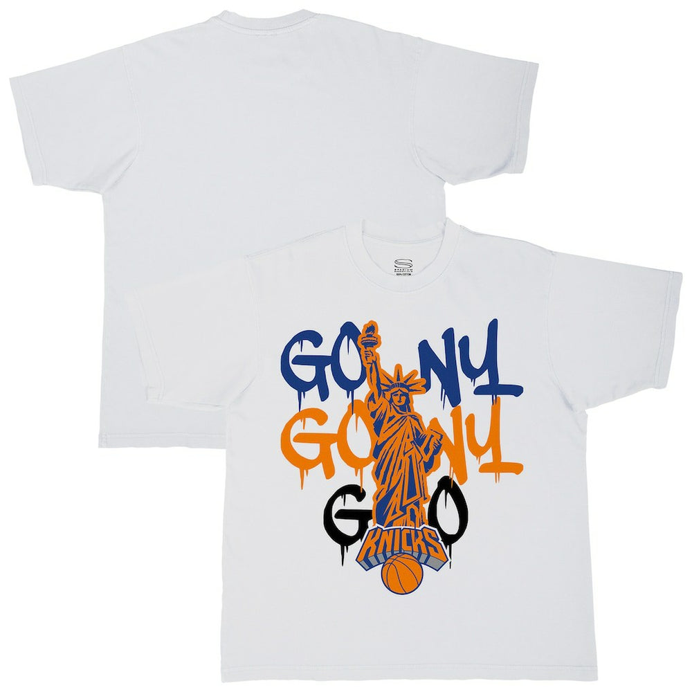 New York Knicks Stadium Essentials Unisex Oversized Go NY Go T-Shirt - White outlet