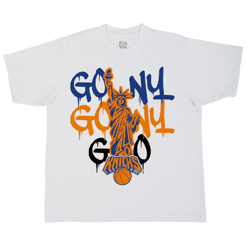 New York Knicks Stadium Essentials Unisex Oversized Go NY Go T-Shirt - White outlet