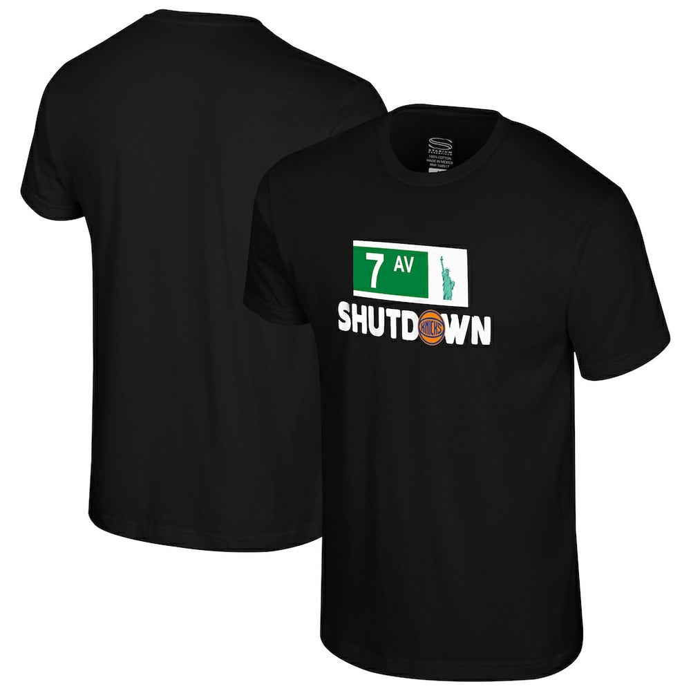 New York Knicks Stadium Essentials 7th Avenue Shutdown T-Shirt - Black online