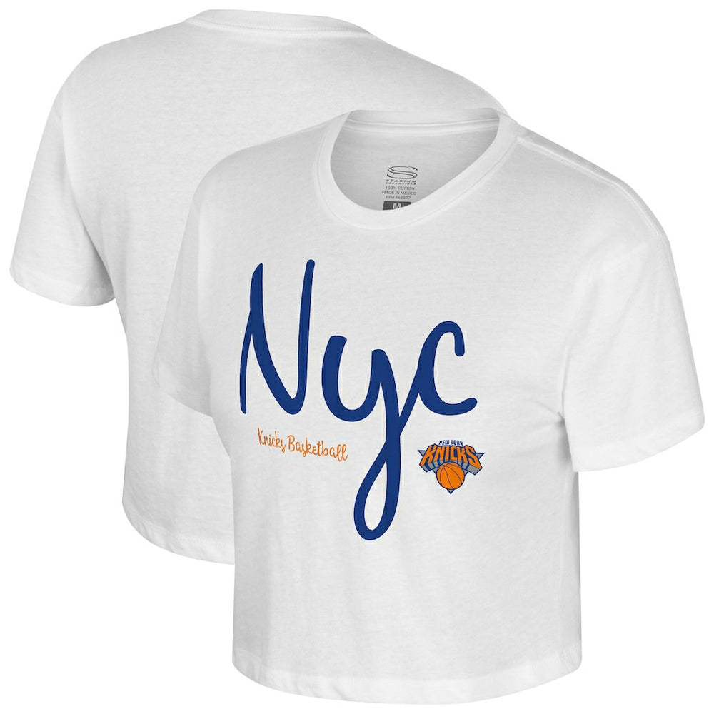 New York Knicks Stadium Essentials Cropped Third Quarter T-Shirt - White sale