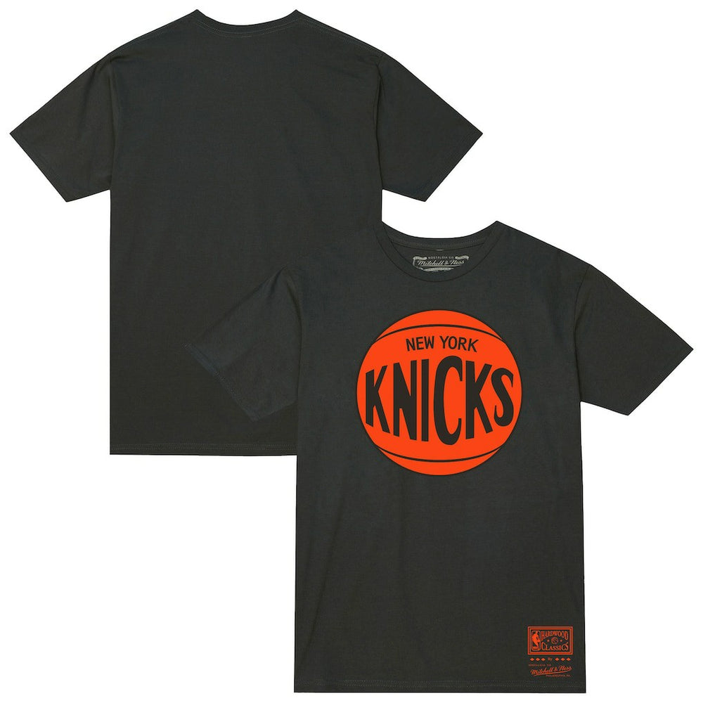 New York Knicks Unisex Hardwood Classics MVP Logo T-Shirt - Heather Charcoal | Mitchell & Ness on sale