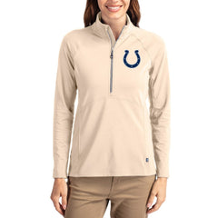 Indianapolis Colts Cutter & Buck Women's Adapt Eco Knit Stretch Recycled Raglan Half-Zip Pullover - Tan online