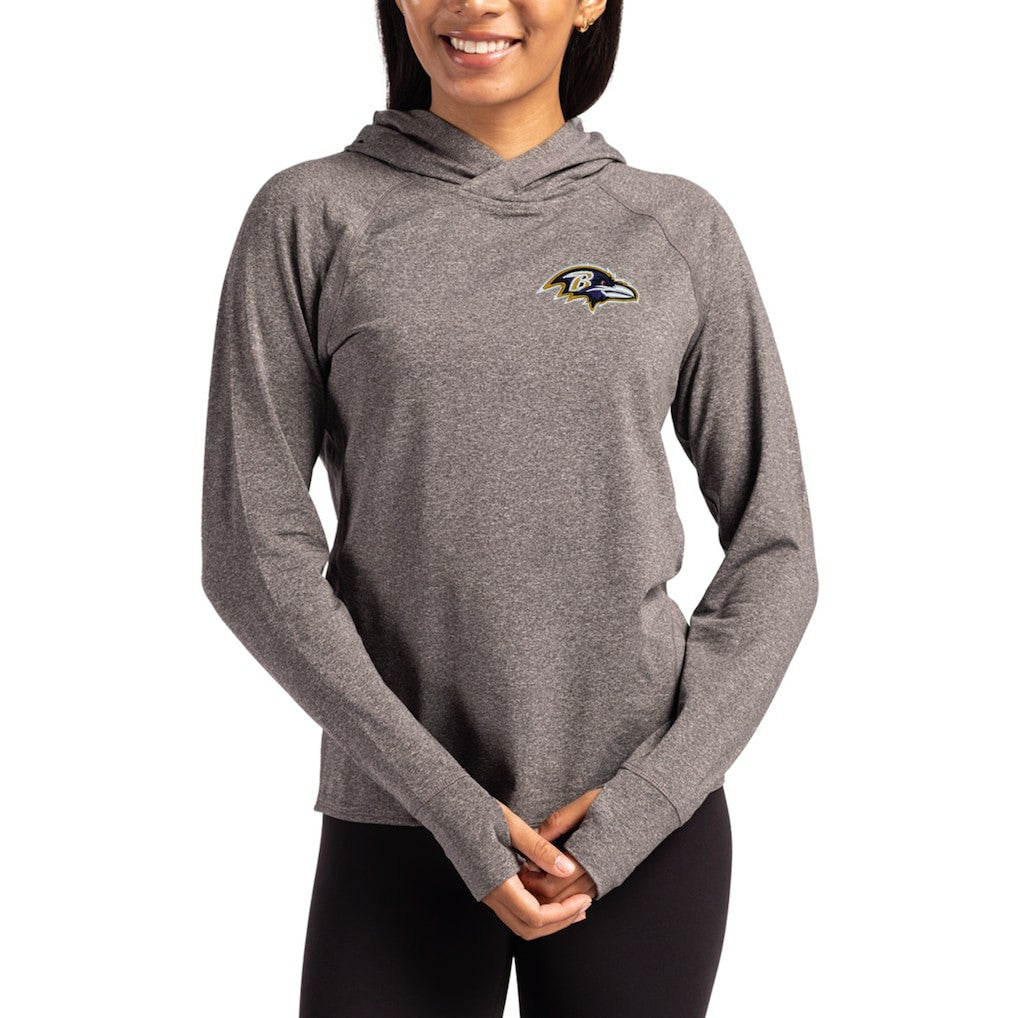 Baltimore Ravens Cutter & Buck Women's Primary Logo Adapt Knit Recycled Raglan Pullover Hoodie - Heather Charcoal online