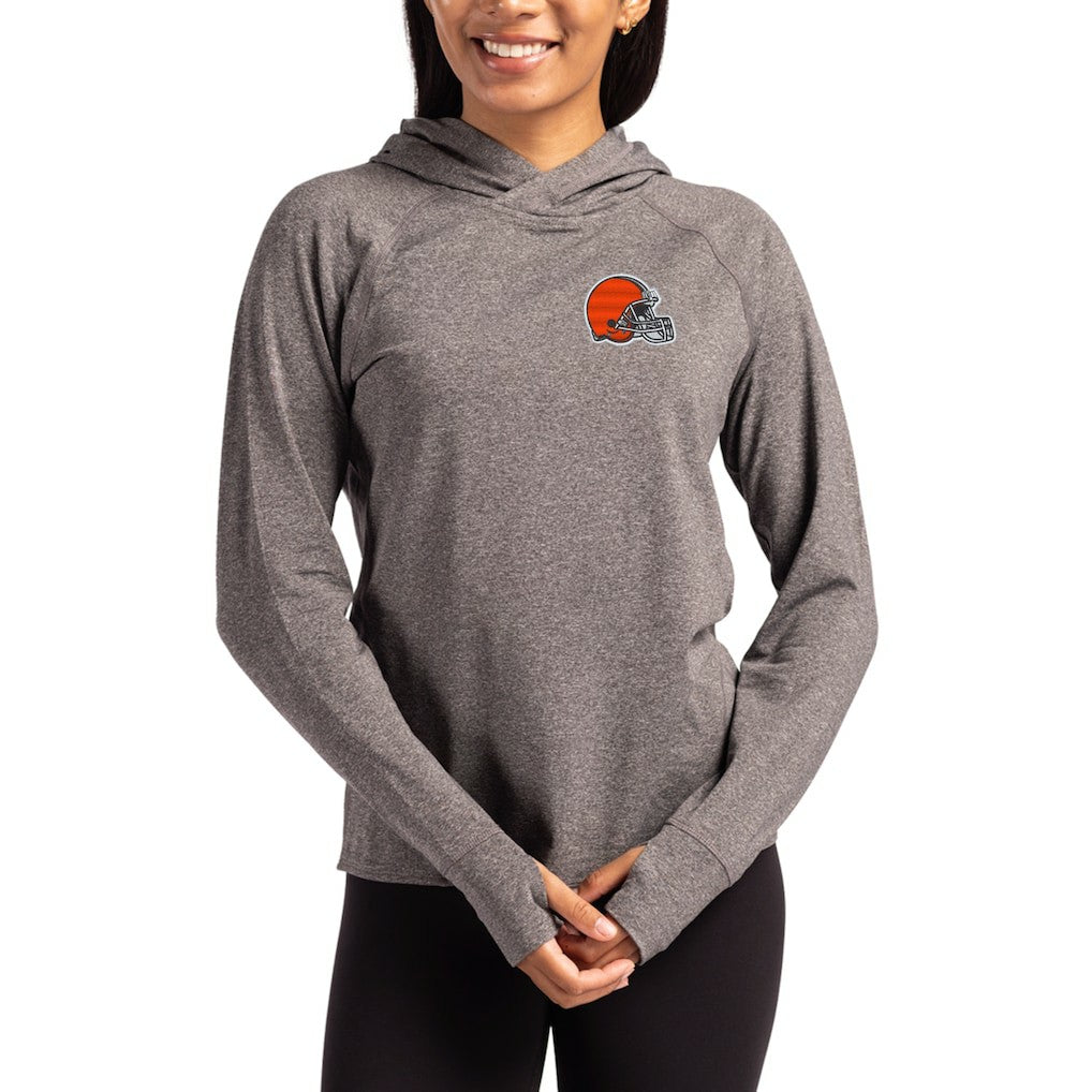 Cleveland Browns Cutter & Buck Women's Primary Logo Adapt Knit Recycled Raglan Pullover Hoodie - Heather Charcoal discount