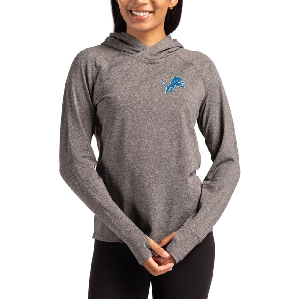Detroit Lions Cutter & Buck Women's Primary Logo Adapt Knit Recycled Raglan Pullover Hoodie - Heather Charcoal for sale