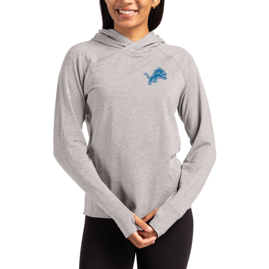 Detroit Lions Cutter & Buck Women's Primary Logo Adapt Knit Recycled Raglan Pullover Hoodie - Heather Gray sale