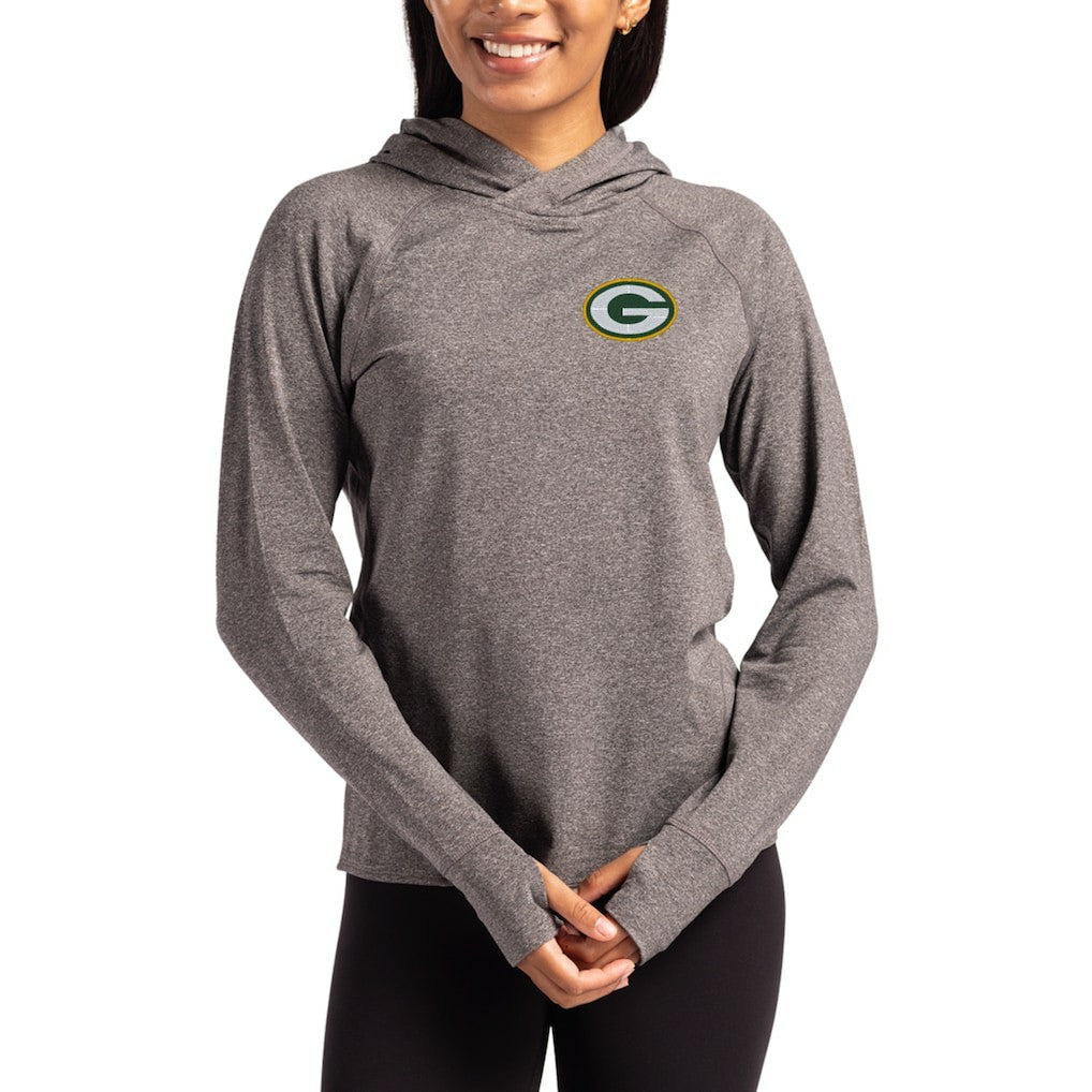 Green Bay Packers Cutter & Buck Women's Primary Logo Adapt Knit Recycled Raglan Pullover Hoodie - Heather Charcoal cheap