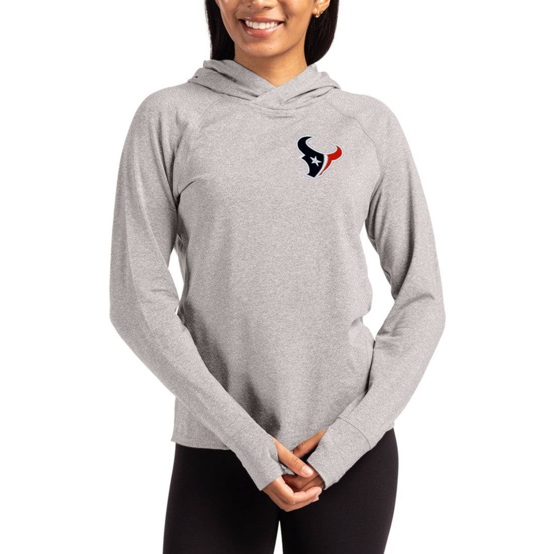 Houston Texans Cutter & Buck Women's Primary Logo Adapt Knit Recycled Raglan Pullover Hoodie - Heather Gray outlet