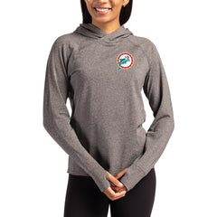 Miami Dolphins Cutter & Buck Women's Throwback Logo Adapt Knit Recycled Raglan Pullover Hoodie - Heather Charcoal outlet